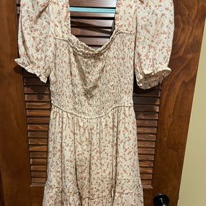 Never worn tan floral mini dress
